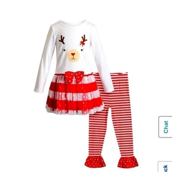 *NEW* GIRLS' SZ 4 REINDEER 2PC DRESS\LEGGING OUTFT - Picture 1 of 6